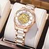 Armbandsur Fashion Women Watches Armband Ladies Mechanical Watch Ceramics rostfritt stål Kvinnor armbandsur guldskelett