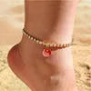 Anklets Gold Silver Color Crystal Chain Yin Yang Shiny Rhinstone Ankle Bracelets For Women Beach Sandals Foot Jewelry On The Leg