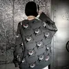 Pulls pour hommes Hommes Pull tricoté Hip Hop Streetwear Dark Style Devil Print Pull Harajuku Coton Pull en vrac Automne Pull Gris 220928