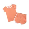 Kl￤der s￤tter baby kostym barnpojke solida korta ￤rmar skjorta och shorts s￤tter barn unisex bomull t-shirt kostym mjuk sm￥barn godis toppar