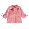 Päls baby Autumn Winter Clothing Children Girls Wood Long Sleeve Bowknot Solid Navy Blue Jacket Warm Outfits Tops 2 8t 220927