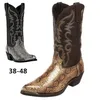 Bottes hommes talons hauts printemps et automne brodé serpent imprimé Western Cowboy bout pointu mâle chevalier chaussures 220926