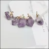 Pendant Necklaces Fashion Natural Stone Pendant Necklace Amethyst Crystal Sweater Chain Jewelry For Women Christmas Gift Drop Deliv Dh8Ve