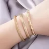 Bangle Diamond Vintage Gold Leaf Metal Stainless Steel Bracelets Ladies Boho Multilayer Bracelet Set Luxury Jewelry