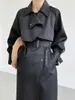 Trench Coats Fashion Luxury Trench Coats Women 2022 Losse eenzame breasted solide Black Long Jacket Autumn Office Belt Wind Breaker Manteau Y2209