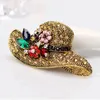 Summer Holiday Woman Sunhat Brosch Pin Business Suit Topps Corsage Flower Beach Hat Rhinestone Brosches For Women Fashion Jewelry