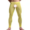 Sexy Mens Men's Sleep Bottoms Ice Silk Ultrathin Transparent Thermal Cool Leggings Men Long Johns Lounge Tight Pants Underwear 503