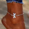 Cavigliere Sandali a piedi nudi Bracciale alla caviglia Beach Lady Dragonfly Gioielli in cristallo sul piede sulla gamba Colori Donna