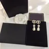 Lüks Tasarımcı Moda Dangle Avize Küpe 18k Altın Kaplama İnci Elmas Reçine Damla Küpe Kadın Düğün Hediyeleri Kutu ile Mücevher