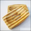 Caixa de sabão em barra Pratos Stripe Hollow Soap Boxes Natural Bamboo Drenagem Sabonetes Prato Suprimentos de armazenamento para chuveiro Soif Dhyb99572088