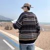 Męskie swetry męskie mody kolorowy kolorowy sweter sweter zima zagęszcza się harajuku okrągła szyja luźna kurtka koszula menu koreańskie ubrania 220928