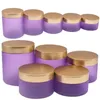 Bouteille rechargeable vide PET Frost Violet Pots de crème pour le visage Couvercle à vis en plastique Dia.68mm Pot d'huile capillaire 100 ml 120 ml 150 ml 200 ml 250 ml Récipient d'emballage cosmétique