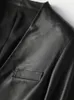 Giacche da donna in pelle sintetica nerazzurri Autunno Nero Pelle sintetica morbida leggera per donna Cintura con scollo a V profondo Elegante lusso Moda coreana 6xl 7xl 220928