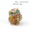 Decorative Objects Figurines 100% Natural Crystal Stone Animal Gravel Owl Crafts Resin Hand Made Small Figurine Make Table Home Collect Gift 220928