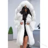 Fashion Faux Fur Coat Long Medium Length Hat Collar Hooded Overcoat Autumn Winter Women's Wear