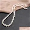 Beaded Necklaces 100% Freshwater Pearl Necklace For Women 8-9Mm White Potato Shape Wholesale Jewelry Gifts 6 Pcs/Lot Drop Delivery 20 Dhdgv