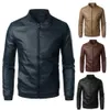 Herrjackor Herrläderjacka Fashion Motorcykel Slim Fit Pu Leather Stand Collar Jacket T220926