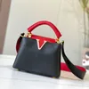 21cm Small Capucines Handbags Purse Women Crossbody Bag Clemence Cowhide Leather Removable Wide Strap Fashion Letters Lady Shoulder Bags Handbag Tote Wallets