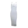 Abiti casual 2022 Vendita di moda Maglieria Hollow V Neck Strap Dress Donna Autunno Bianco Temperamento sexy Gonna da donna