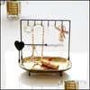 Bathroom Storage Organization Gold Ceramic Tray Iron Makeup Organizer Jewelry Watch Key Holder Cosmetic Ring Lipstick Rack Necklace Dhjtl