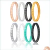 Band Rings Colorf Sile Band Rings Gear Line Wedding For Women Girls m Stackbar mjuk flexibel gummi mode smycken droppleverans 202 dhn5x