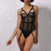 Women's Shapers YBFDO Sexy Lace Mesh Jumpsuit Suspenders Plastic Body Suit Strap Bodysuit Women Garter Temptation Streetwear 220928