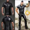 Hommes en cuir faux cuir hommes costumes européens américains hommes imitation cuir PU chemise discothèque scène DS Performance vêtements 40 220927