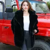 Womens Fur Faux Winter Women High Quality Rabbit Coat Luxury Loose Lapel Over Thick Warm Plus Size Female Plush S 220927