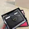 Äkta läder plånbokskorthållare handväska herr plånböcker Kvinnor Purs Notera fackets blixtlåsficka mini Clutch Fashion Triangle 5A280E