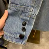 Trajes de mujer Chaqueta de mezclilla de patchwork de color negro asimétrico para mujer Chaqueta de jeans de moda con un solo pecho