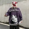 Pulls pour hommes Pulls surdimensionnés Hommes Femmes Japonais Anime Girl Pulls ONeck Automne Streetwear Mode Coton Chandail Tricoté Femmes 220928