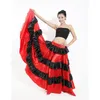 Stage Wear Women Spanish Style Flamenco Long Skirt Belly Dance Costumes Performance Party Dress Red And Black For Girl