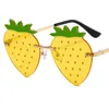 NOUVELLES lunettes de soleil sans monture unisexe fraise lunettes de soleil lunettes à lentille creuse lunettes anti-UV pour mascarade Halloween lunettes ornementales