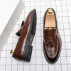 Men Solid Loafers Fashion Shoes Color Pu Classic Round Toe Slip On Fringe Business Casual Wedding Party Daily Ad Eced