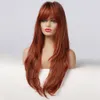 Women Long Red Wigs Fluffy Curly Wavy Bangs Heat Friendly Synthetic Party Hair wig