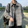 Men's Jackets Spring Autumn Woolen Coat Men Fashion Plaid Clothes Plus Size Loose Long Sleeves Casual Clothes Male All-match Jackets T220926