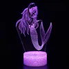Veilleuses de base à LED Shark Dolphin Mermaid Lampe de décoration lumineuse 3D 16 couleurs avec câble USB à distance