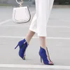 Elbise ayakkabıları 2022 moda kadın sahte süet pompalar seksi açık ayak ayak bileği botları derin v yüksek topuk bayan sonbahar