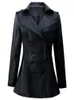 Women's Leather Faux Nerazzurri British Style Trench Coat for Women Long Sleeve Lapel Womens Fashion Slim Fit Soft Blazer 220928