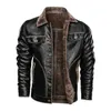 New Men Leather Jacket Velvet Casual PU Coat Winter Male Thick Fleece Military Motorcycle Jackets Multi-pocket Plus Size