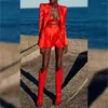 Tracksuits voor dames 2022 Dameskleding Set Sexy Red Blazer Coats beha's en shorts Lady Two Pieces