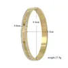 Bangle Hand Bracelets For Women Brand Top Quality Color Gold Stainless Steel Jewelry Inlay CZ Crystal Letter Noble Cuf