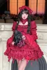 Vestidos casuais originais japonês harajuku punk arco bandagem costura de menina moda lolita temperamento kawaii vestido vermelho doce