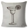 Oreiller Simple Cocktail verre couverture géométrique couvre pour canapé voiture décor à la maison oreillers lin 45x45cm taie d'oreiller