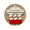 Creatieve houten kerstsokken Room Decorations Familie Groep Diy Lijst Kerst Decor Christmas Tree Pendant RRE14562