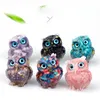 Decorative Objects Figurines 100% Natural Crystal Stone Animal Gravel Owl Crafts Resin Hand Made Small Figurine Make Table Home Collect Gift 220928