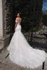 Arabiska sjöjungfrun bröllopsklänningar Dubai Sparkly Crystals Long Off Shoulder Bridal Gowns Court Train Tulle kjol Robes de Mariee 403