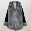 Womens Fur Faux Women Winter Overrock Outwear Luxury Warm Coat med huva Long Jacket 220927