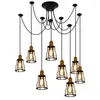 Pendants Lampes American Vintage Iron Chandeliers For Clothing Shops Dining Room Living E27 Personnalités créatives Lampe industrielle 1248