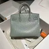 Platinum Ostrich Bags Handbag Premium Blue 3025mini Small Portable Togo Litchi Pattern Genuine Leather